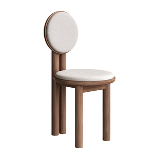 法式复中古风椅子家用全实木白蜡木满月椅餐椅设计师椅子高靠背椅