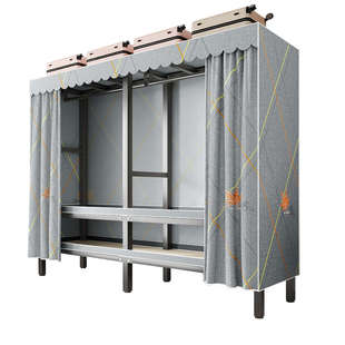 衣柜布衣柜加粗加厚全钢架卧室家用出租房免安装折叠结实耐用衣橱