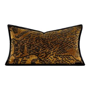柏洛斯Classical 『尊爵』轻奢高端金黄色虎纹绒布沙发靠枕腰托