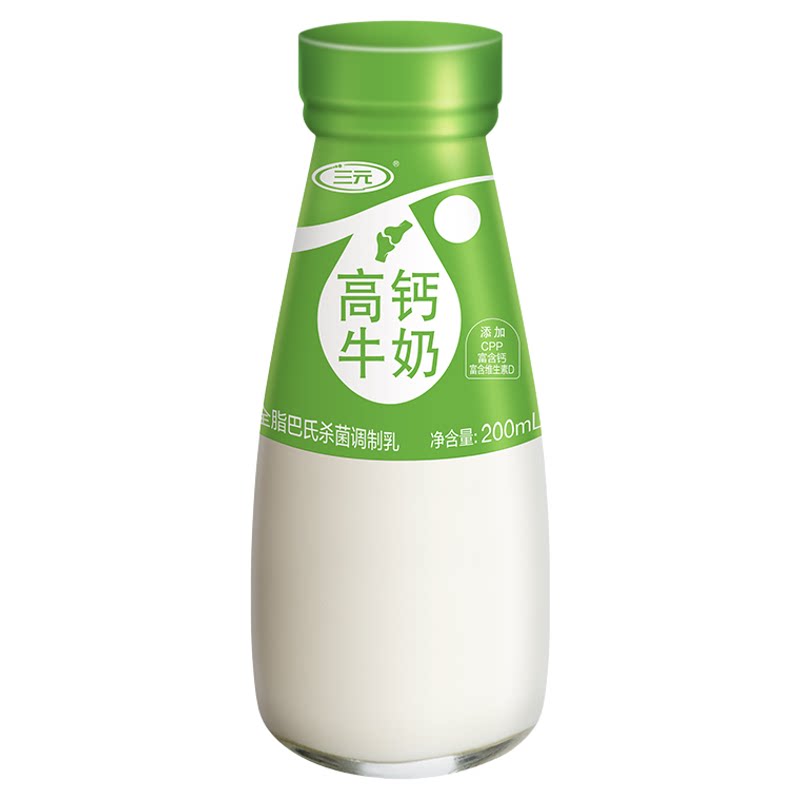 【北京日配到家】三元高钙牛奶低温鲜牛奶玻璃瓶装200ml