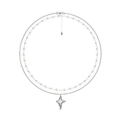 BULUBULU双层四芒星叠戴项链