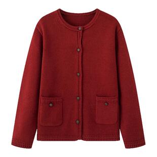 画风drawwind2026早春新款针织开衫女纯色百搭气质小圆领毛衣外套