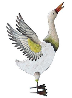 乡村风庭院站立铁质白鸭园艺摆件