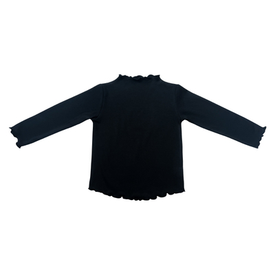 女童打底衫春秋款半高领木耳边纯色t恤女孩长袖上衣儿童百搭衬衫