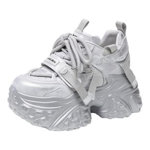 ZFCQ超高跟内增高老爹鞋女款真皮2025秋新款小个子10cm松糕休闲鞋