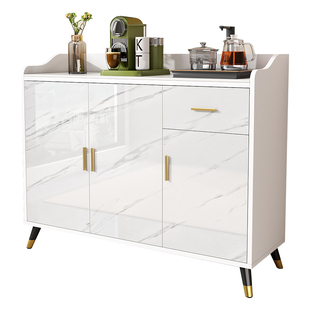 岩板餐边柜靠墙一体现代简约储物柜厨房实木生态板客厅家用茶水柜