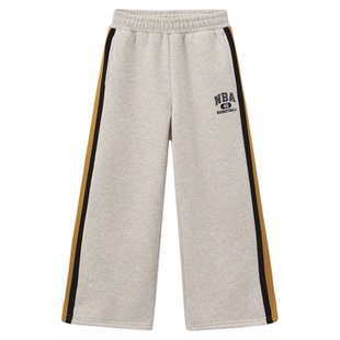 nbakids童装2025冬季新款男女童休闲直筒裤加绒卫裤K254TP080P