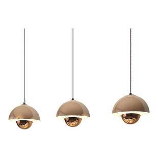 三头餐厅吊灯奶油风花苞餐厅可升降吧台吊线灯床头现代简约