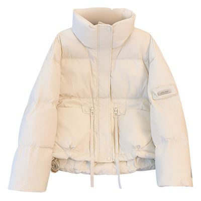 翻领短款90白鸭绒羽绒服面包服女