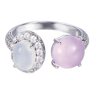 天然紫玉髓开口可调节戒指女款蛋面玉石翡翠高级感小众设计食指环