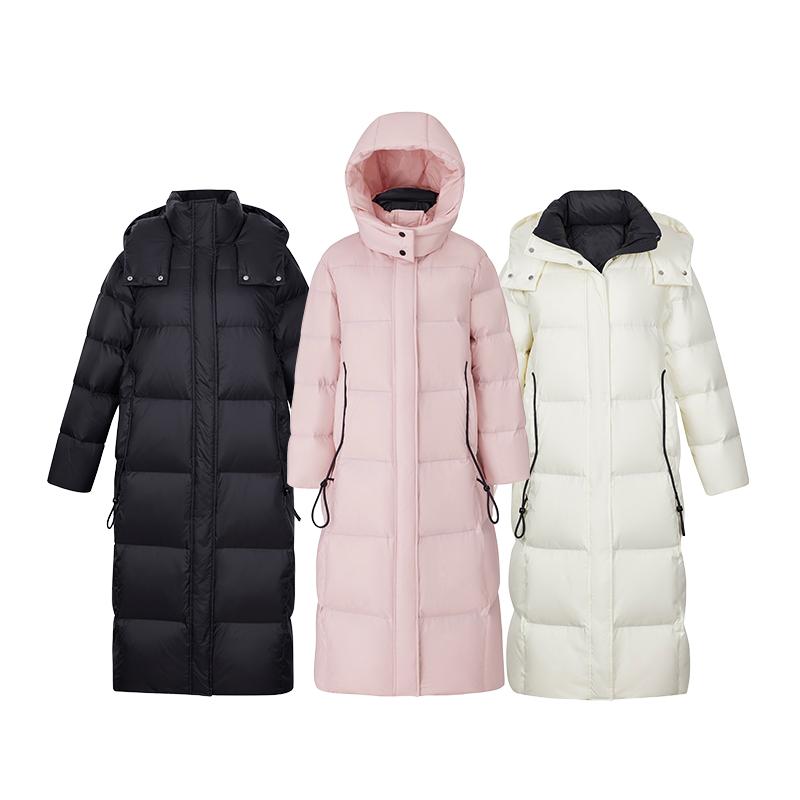 DeIFy/缔弗过膝长款羽绒服女款冬季2025新款简约流行中戏连帽外套