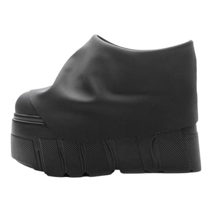 14cm超高跟厚底包头半拖真皮女鞋内增高坡跟百搭小个子松糕鞋拖鞋