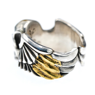 渡鸦工作室原创《信仰之翼》手工24K鎏金戒指银饰复古925银男女