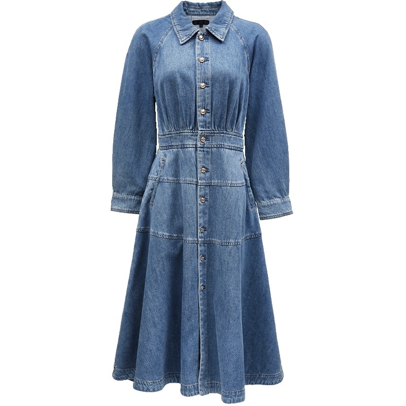 ONLY2026春季新款莱赛尔复古翻领牛仔中长裙连衣裙女|125142002