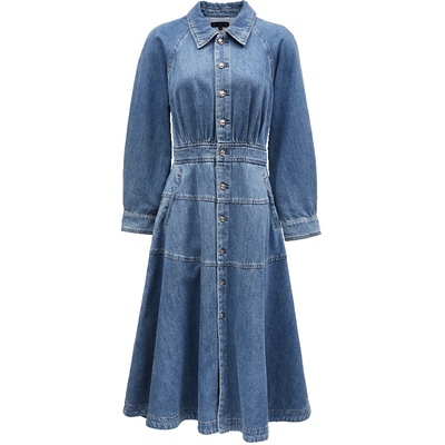 ONLY复古翻领牛仔中长裙连衣裙