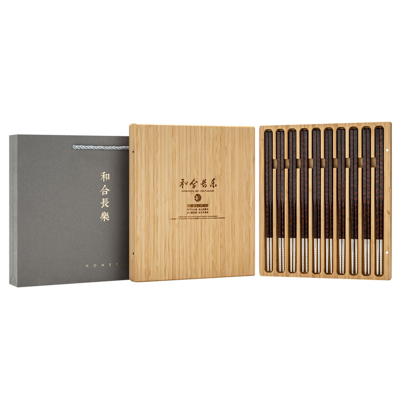 纯银家用礼品红木筷刻字乔迁商务
