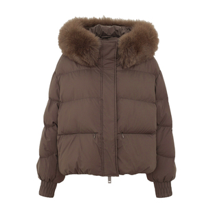 DPLAY【90白鸭绒】2025年冬季新款棕色羽绒服泡芙保暖外套上衣