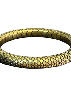 复古黑金蛇鳞手镯实心电黑做旧工艺镯子蛇年新款高级感手环手饰