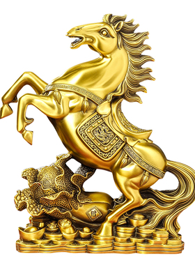 大号黄铜马上发财摆件生肖马年纯铜工艺品招财办公室白菜开业礼物