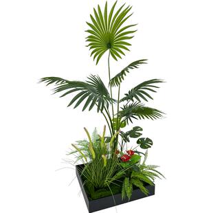 喜语仿真花天堂鸟散尾葵树绿植造景铁艺花盘商场餐厅橱窗装饰花艺