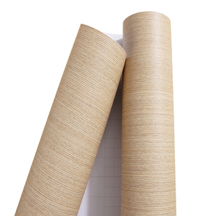 加厚原木色贴纸米黄直纹木纹膜科技木纹墙贴家具自粘墙纸壁纸