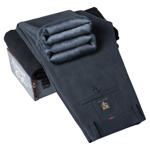 冬季灯芯绒休闲裤男士宽松加绒加厚保暧直筒灯草条绒爸爸商务男裤