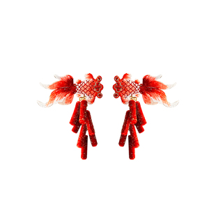 新年流苏发夹女童2026新款秋冬年年有余对夹儿童红色过年边夹头饰