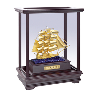 足金金箔一帆风顺帆船摆件开业礼品招财商务办公室桌客厅乔迁新居