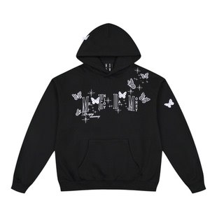 MEDM 新品立体蝴蝶休闲连帽加绒卫衣美式街头宽松情侣外套上衣秋