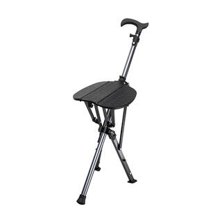 日本乐来福伸缩折叠拐杖凳子便携手杖防滑速开椅子多功能老人拐棍