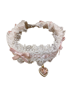 纯欲粉色蝴蝶结蕾丝choker