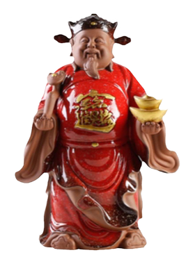 晨翔陶瓷文财神爷招财摆件礼品