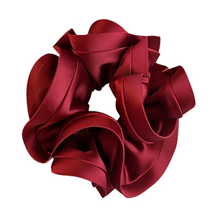 新年红色大肠发圈超大女2026新款高级感木耳边头绳扎低丸子头发饰