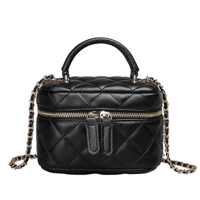 SZA菱格链条单肩斜挎手提盒子包