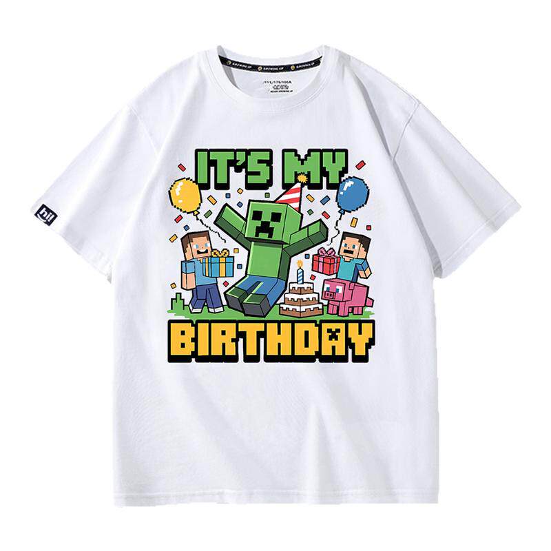 Minecraft我的世界像素游戏周边男T恤儿童装亲子衣服生日礼物定制