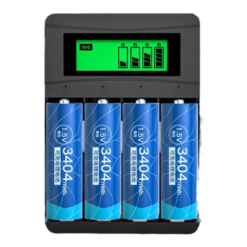 德力普5号锂电池可充电大容量话筒指纹锁五七号1.5v通用充电器7号
