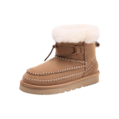 阿尔派2024羊毛复古防滑厚底棉靴