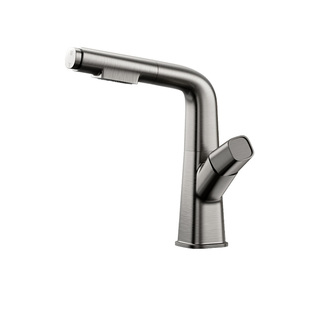 上杉枪灰色白色抽拉面盆龙头可升降旋转伸缩可洗头冷热黑银金家用