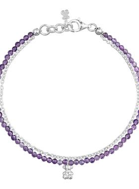 【新品】 TOUS桃丝熊Bold Bear系列925银紫水晶手链彩色手链礼物