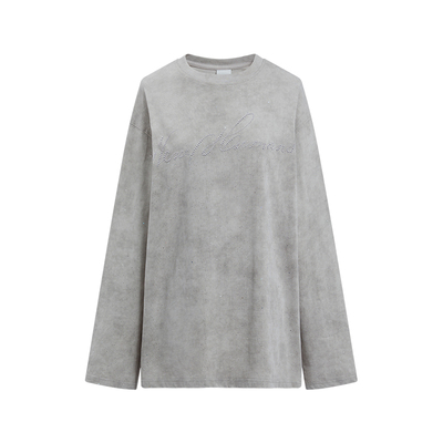 废土风亮片长袖T恤情侣套头衫