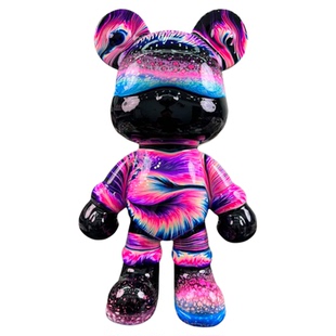 高端网红潮玩创意礼物暴力熊纯手工树脂流体熊摆件礼品家居装饰品