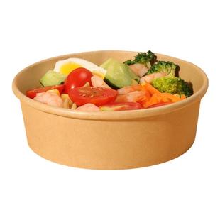 牛皮纸碗一次性圆形带盖加厚野餐盒商用定制食品级外卖打包沙拉碗