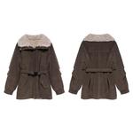 贰羊设计【絮集】复古工装风大翻领派克服女秋冬季毛毛领保暖棉服