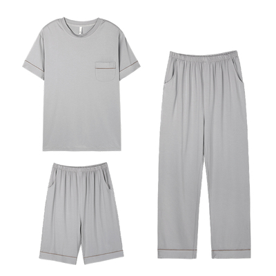 男士夏季加肥加大码短袖三件套