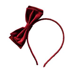 小嫩粉韩国丝绒双层立体红蝴蝶结儿童发箍可爱女宝宝公主发卡