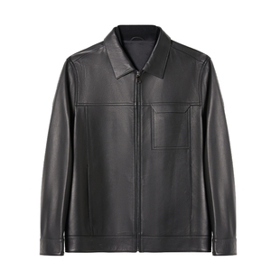 【行政风皮衣】VICUTU威可多男士羊皮皮衣舒适商务休闲黑色皮夹克