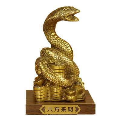 久鉴黄铜十二生肖蛇桌面摆件