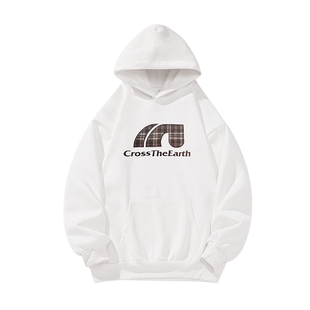 男士白色连帽卫衣男美式高街复古印花上衣男款2025年新款春夏衣服