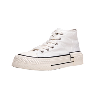 Semir女鞋厚底帆布鞋女款2026新款爆款春夏季小白鞋高帮白色鞋子