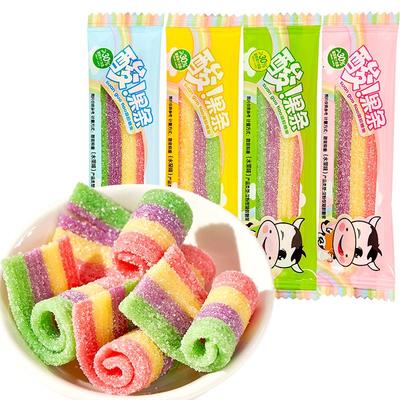 棵力果酸条软糖果酸甜果汁长条彩虹橡皮糖珠儿童幼儿园分享零食品